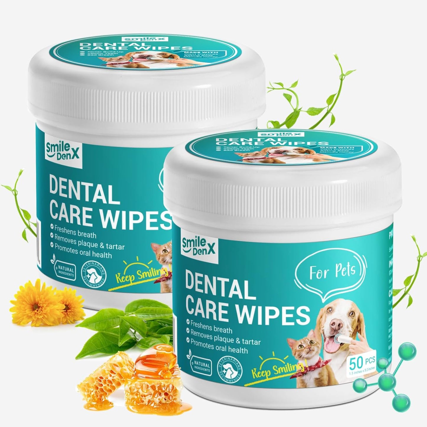 Dog Dental Care Finger Wipes - Teeth Cleaning Finger Wipes for Dog & Cats - Tooth Brushing Kit Dental Wipes for Dog - Reduces Plaque & Freshens Breath (100 PCS, Unscented) - Pet Explorer