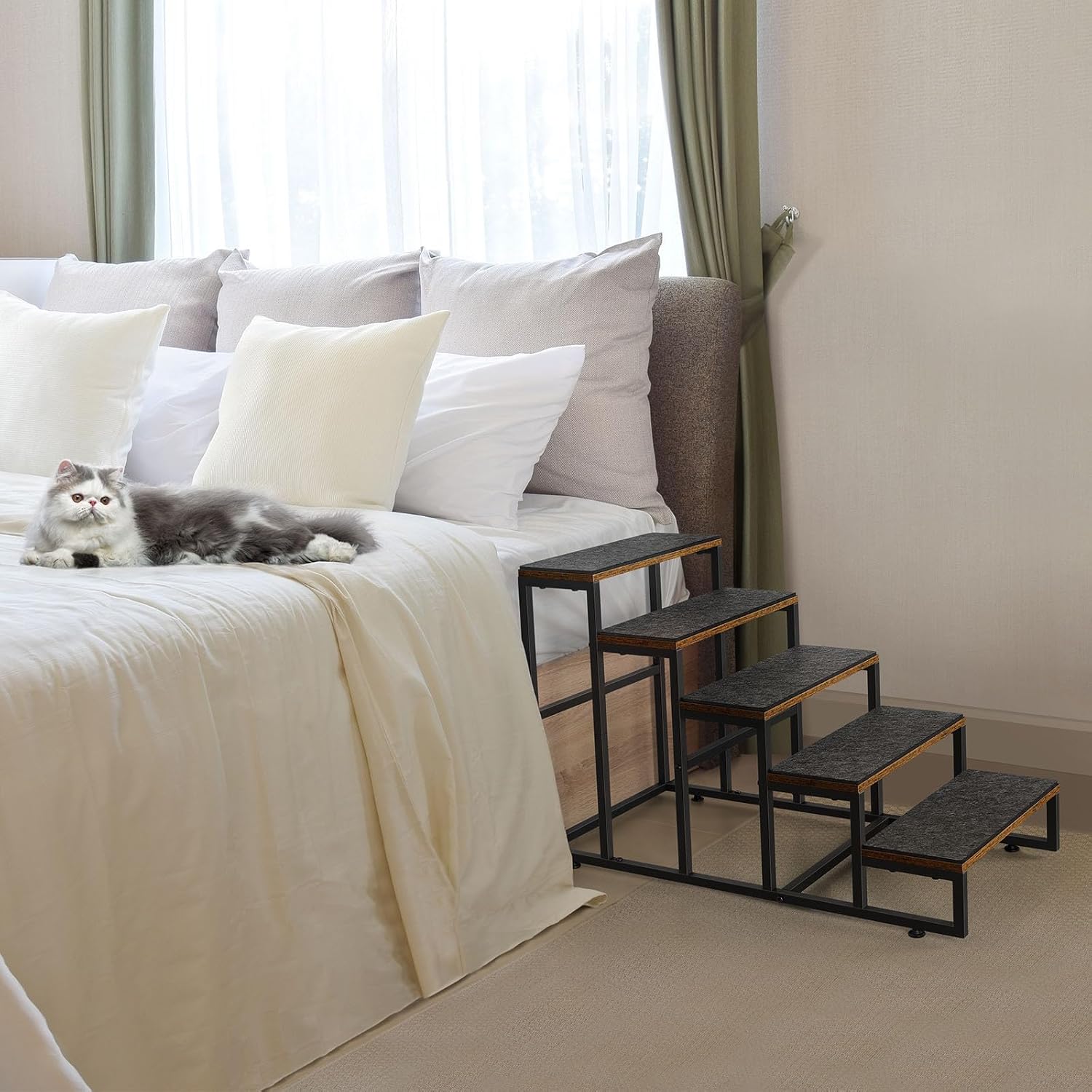 Dog Stairs Ramps Dog Stairs for High Bed Couch 5 Tier Pet Stairs for Small Medium Large Dogs and Cats Pet Step with Non-Slip Stair Tread for Puppy, The Old, and Injured Dogs - Pet Explorer