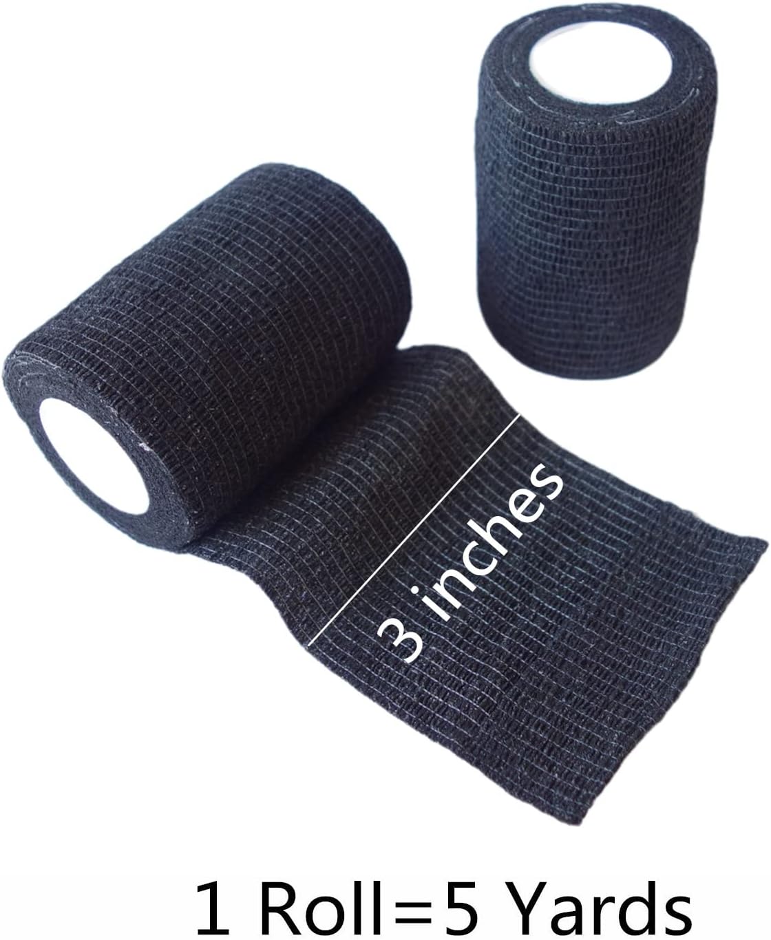 6 Pack 3" x 5 Yards Self Adhesive Bandage Wrap Breathable Cohesive Vet Wrap for Pets, Elastic Self-Adherent Tape for Sports, Wrist, Ankle (Black) - Pet Explorer