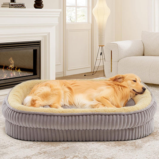 Orthopedic Dog Bed for Large Dogs Breeds, High Density Egg Crate Foam Dog Sofa Beds,Oval Kennel Bed, Pet Couch Bed with Four Sided Bolster, Removable Washable Cover& Non-Slip Bottom - Pet Explorer