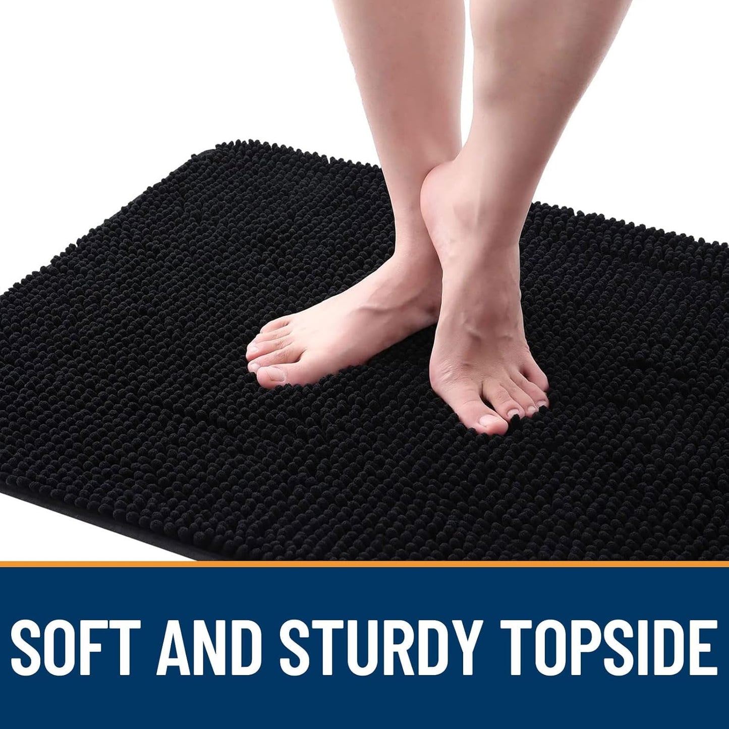 OLANLY Dog Door Mat for Muddy Paws 59x35, Absorbs Moisture and Dirt, Absorbent Non-Slip Washable Doormat, Quick Dry Chenille Mud Mat for Dogs, Entry Indoor Entryway Carpet for Inside Floor, Black