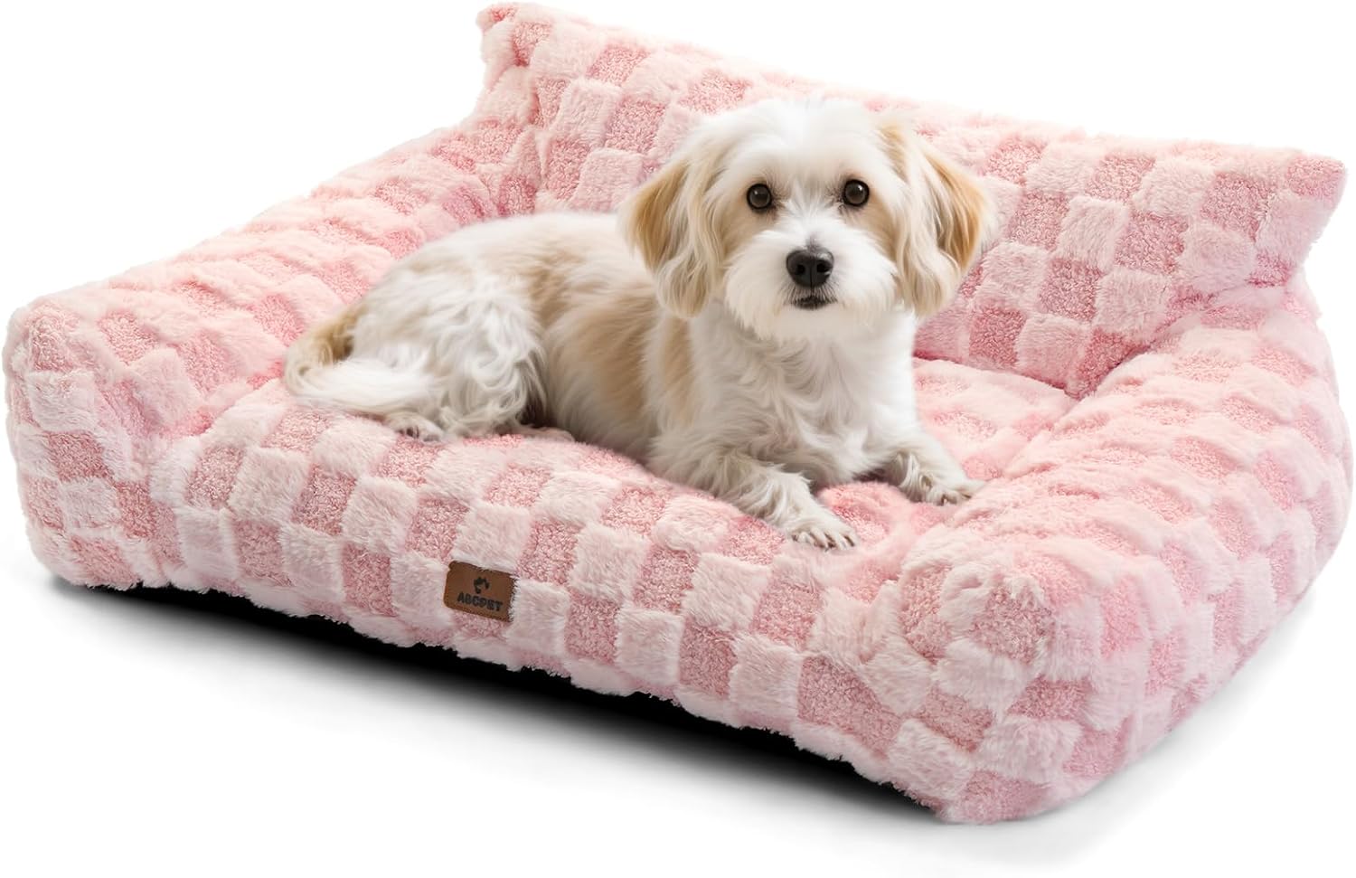 Cat Bed Cat Couch for Puppy and Kitten, Fluffy Dog Bed Medium Dogs Couch, Supportive Cats Sofa for Indoor Cats, Washable Cover & Non-Slip, 32 inch, Pink - Pet Explorer