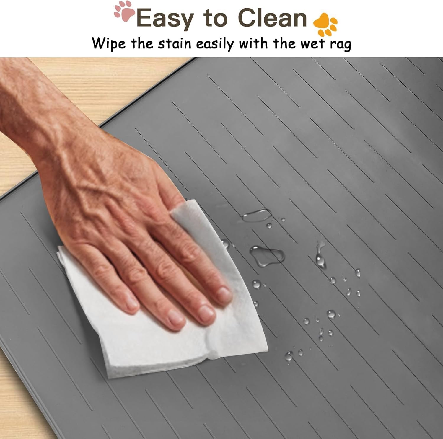 Large Dog Mats for Food and Water, 40"x30" Waterproof Pet Food Mats for Floor Nonslip Silicone Bowl Mats with Raised Edges - Pet Explorer