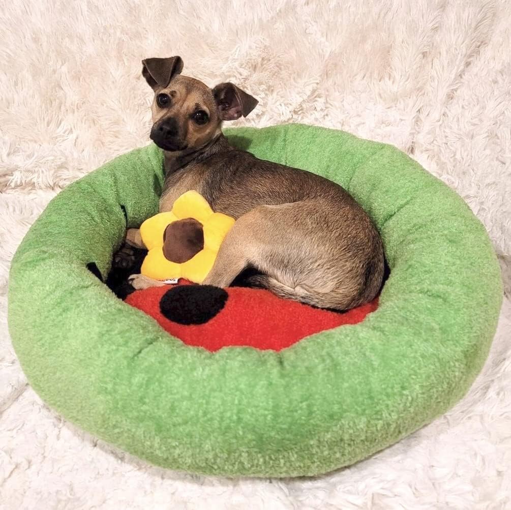 TONBO Soft Plush Small Cute and Cozy Nature Dog Cat Bed, Washer and Dryer Friendly (Ladybug) - Pet Explorer