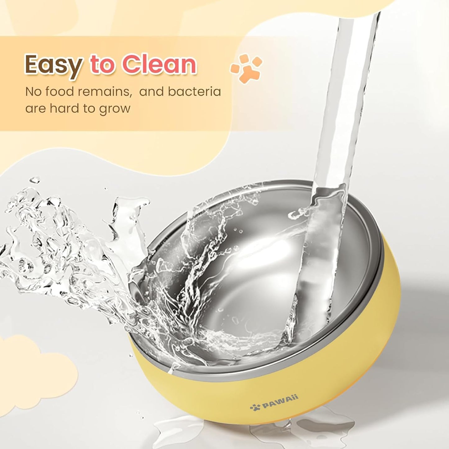 Pawaii Small Dog Bowls, 12 oz. Food Water Bowl Designed for Puppies and Cats with Non-Slip Rubber Base, Upgraded Metal Insulated, Double Stainless Steel Bowls, Cheese Yellow - Pet Explorer