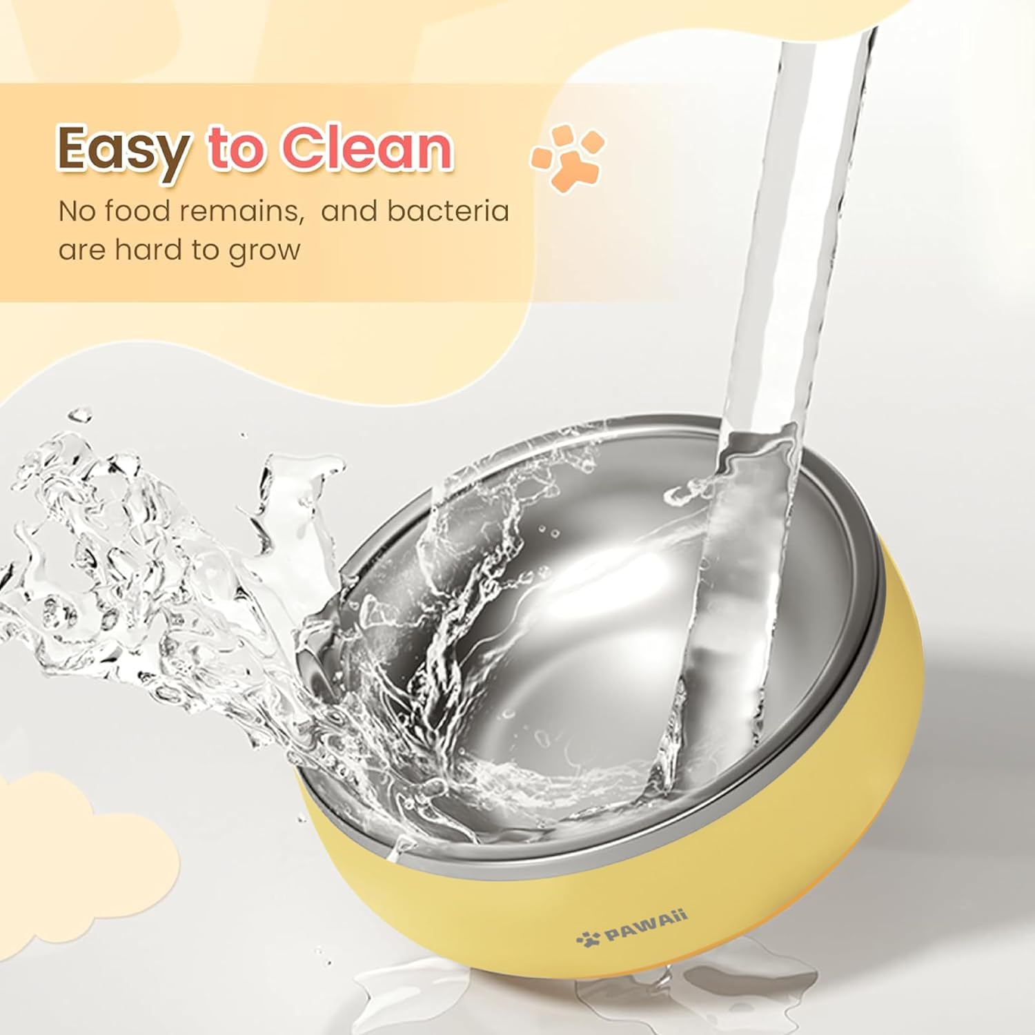 Pawaii Small Dog Bowls, 12 oz. Food Water Bowl Designed for Puppies and Cats with Non-Slip Rubber Base, Upgraded Metal Insulated, Double Stainless Steel Bowls, Cheese Yellow - Pet Explorer