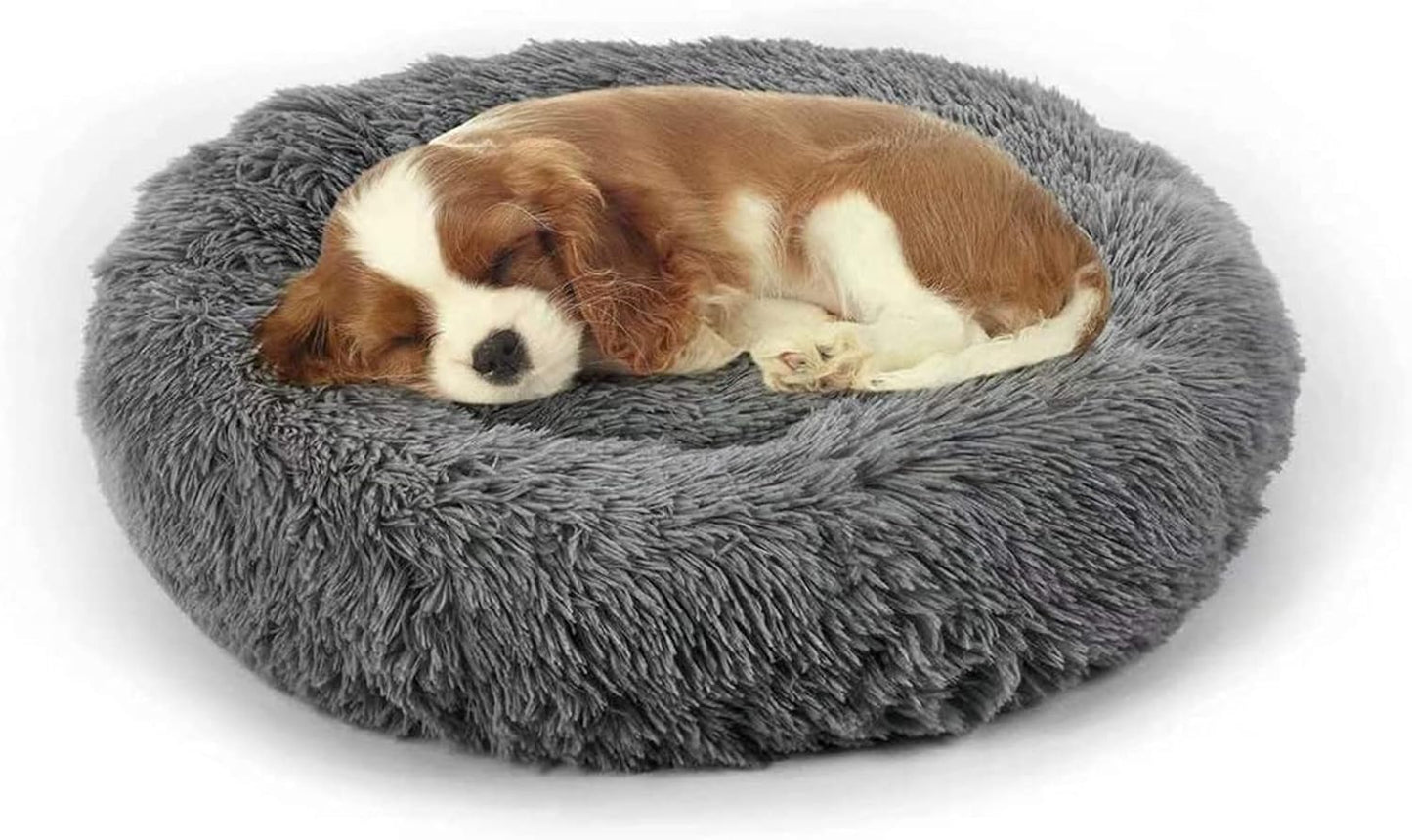 Dog Bed, Cat Calming Bed, Faux Fur Pillow Pet Donut Cuddler Round Plush Bed for Large Medium Small Dogs and Cats - Pet Explorer