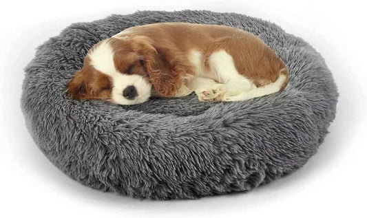 Dog Bed, Cat Calming Bed, Faux Fur Pillow Pet Donut Cuddler Round Plush Bed for Large Medium Small Dogs and Cats - Pet Explorer