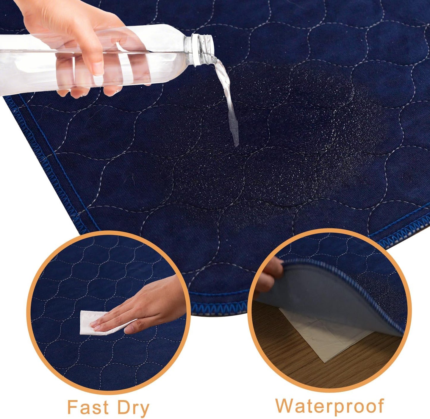 2Pack Washable Pee Pads for Dogs 18”x24”, Quick Dry Puppy Pads, Waterproof, Non Slip, Premium Reusable Dog Training Pads - Pet Explorer