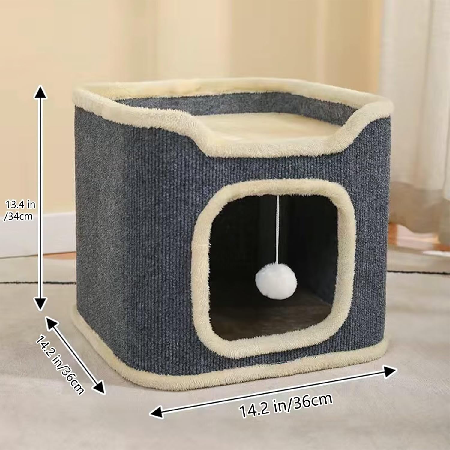 Cat House for Indoor Cat Beds, Multi-Level Cat Condo Foldable Cat Cave (1-Level) - Pet Explorer