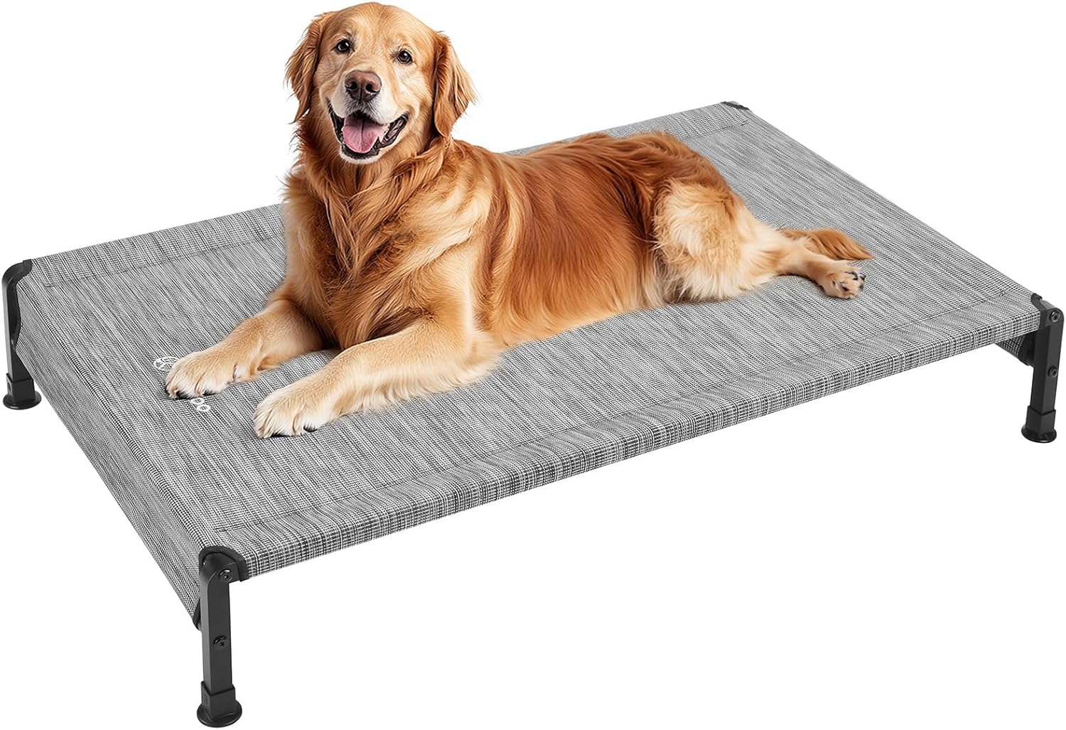 Veehoo Cooling Outdoor Dog Bed, Heavy Duty Elevated Pet Bed with Washable & Breathable Teslin Mesh, Non-Slip Silicon Feet, Dog Cot Bed with Support Hem, 47" x 29", Black Silver, CWC2433 - Pet Explorer