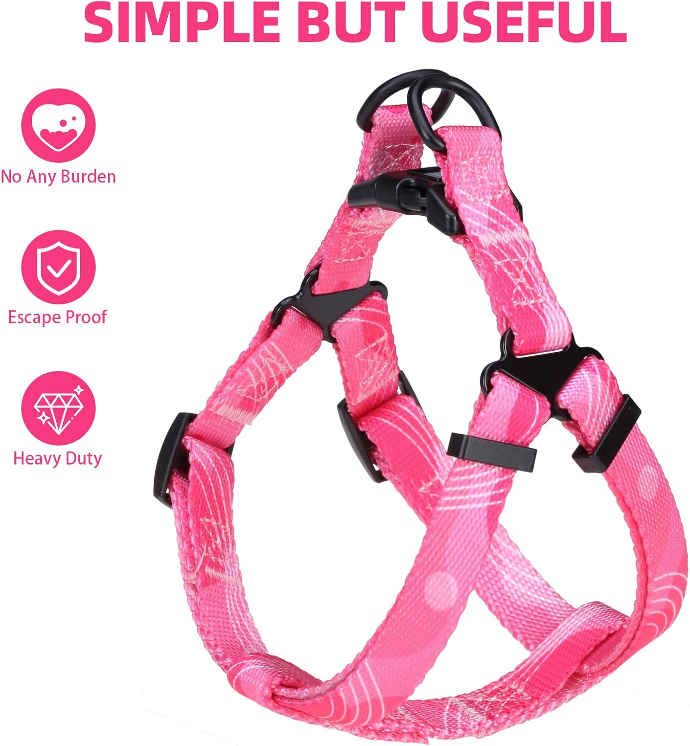PUPTECK No Pull Dog Harness Soft Adjustable Basic Nylon Step in Puppy Vest Outdoor Walking with Leash