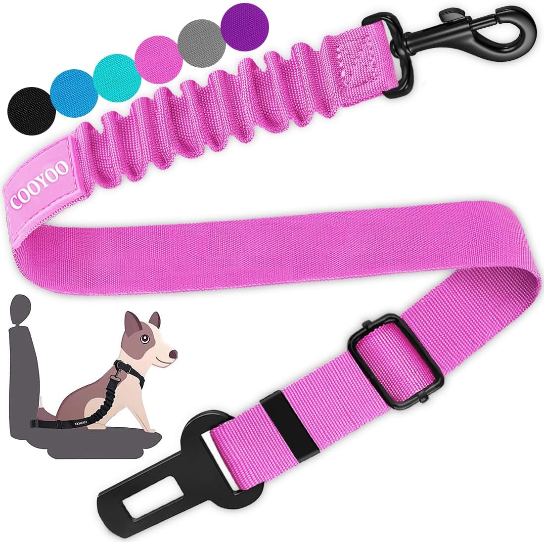 COOYOO Dog Seat Belt, Durability Retractable Dog Car Harness Adjustable Dog Seat Belt for Vehicle Nylon Pet Safety Seat Belts Heavy Duty & Elastic - Pet Explorer