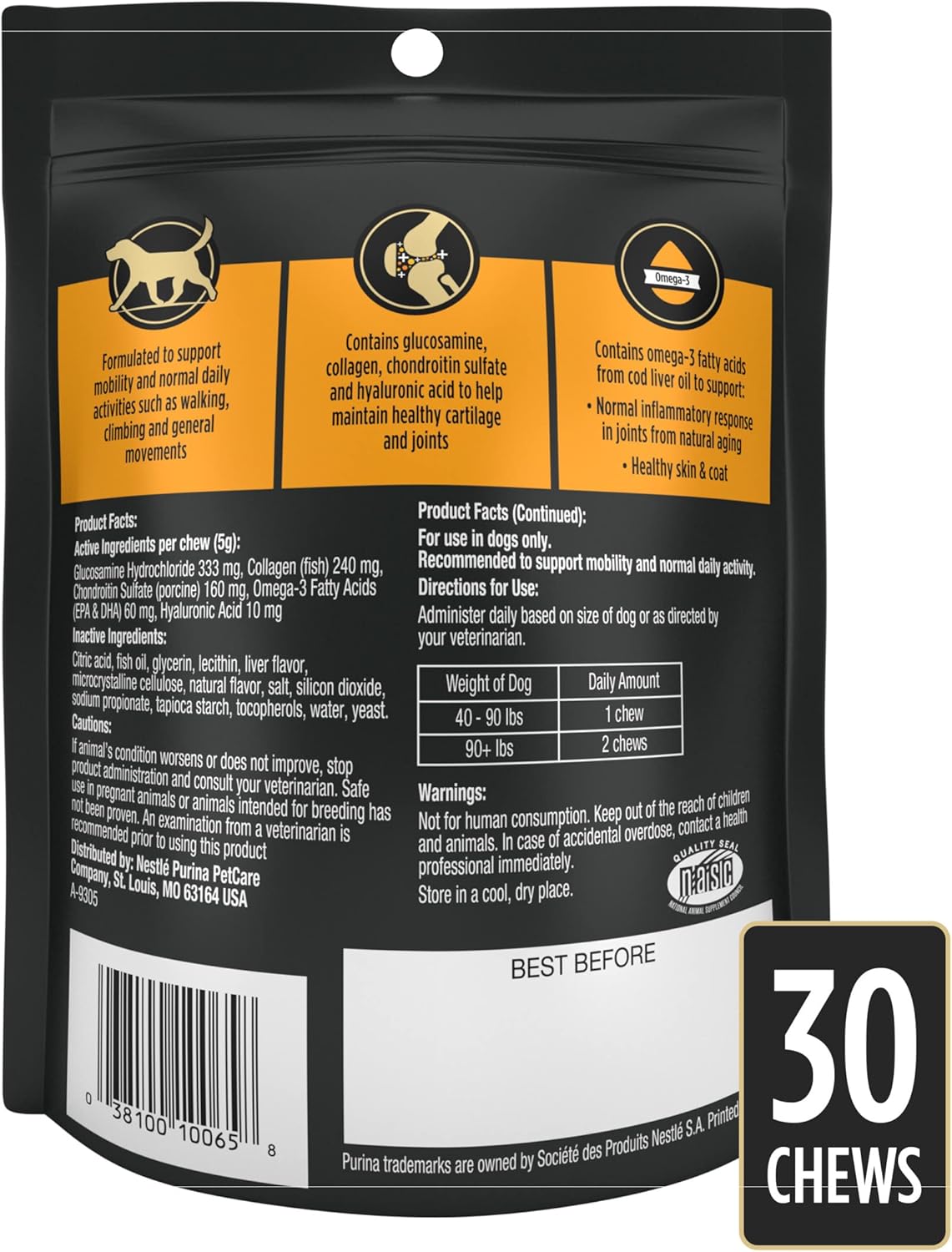 Purina Pro Plan Veterinary Joint Care Supplement for Large Breed Dogs - 30 ct. Pouch - Pet Explorer