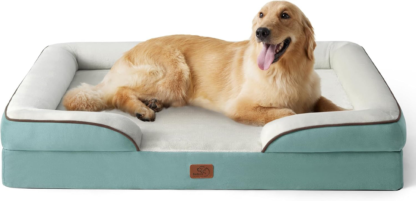 Bedsure XL Plus Orthopedic Dog Bed for Extra Large Dogs - Washable XLarge Dog Cat Bed Waterproof, Comfort Dogs Couch Sofa with Washable Removable Cover, Pet Bed with Nonskid Bottom, Washed Blue, 48" - Pet Explorer
