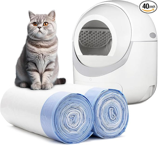 40 Count Extra Large Cat Litter Box Liners, Litter Waste Receptacles Bags for Giaceaw Self Cleaning Cat Litter Box