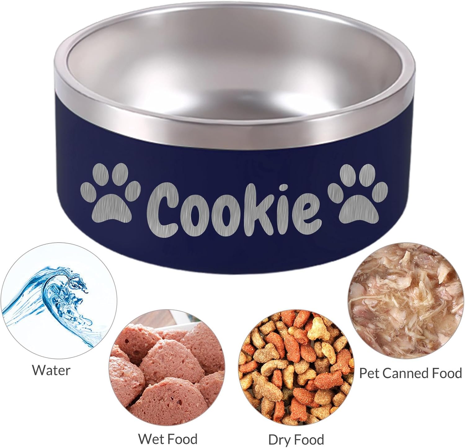 32OZ Personalized Dog Bowl Laser Engraved Custom Pet Name 18/32/42/64 oz No Slip Stainless Steel Insulated Bite-Resistant Food Water Dishes-Black - Pet Explorer
