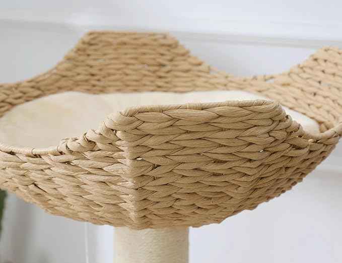 SHENGOCASE 2-Pack 18" Large Cat Tower Tree Add ons Accessories Replacement Part Basket Bed, Handwoven Wicker Rattan Nest Bowl with Soft Cushion