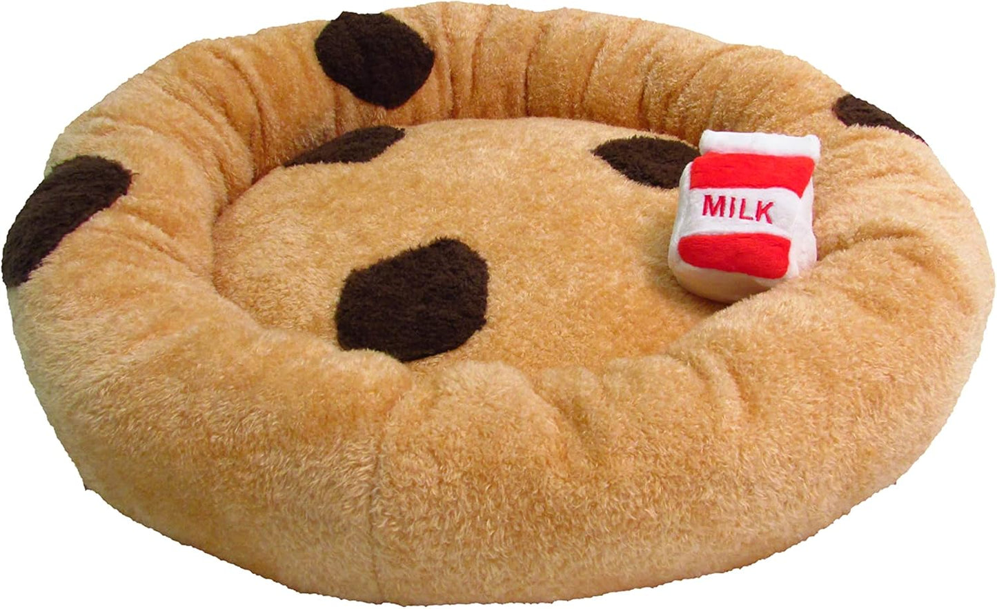 TONBO Soft Plush Small Cute and Cozy Food Dog Cat Bed, Washer and Dryer Friendly (Chocolate Chip Cookie) - Pet Explorer