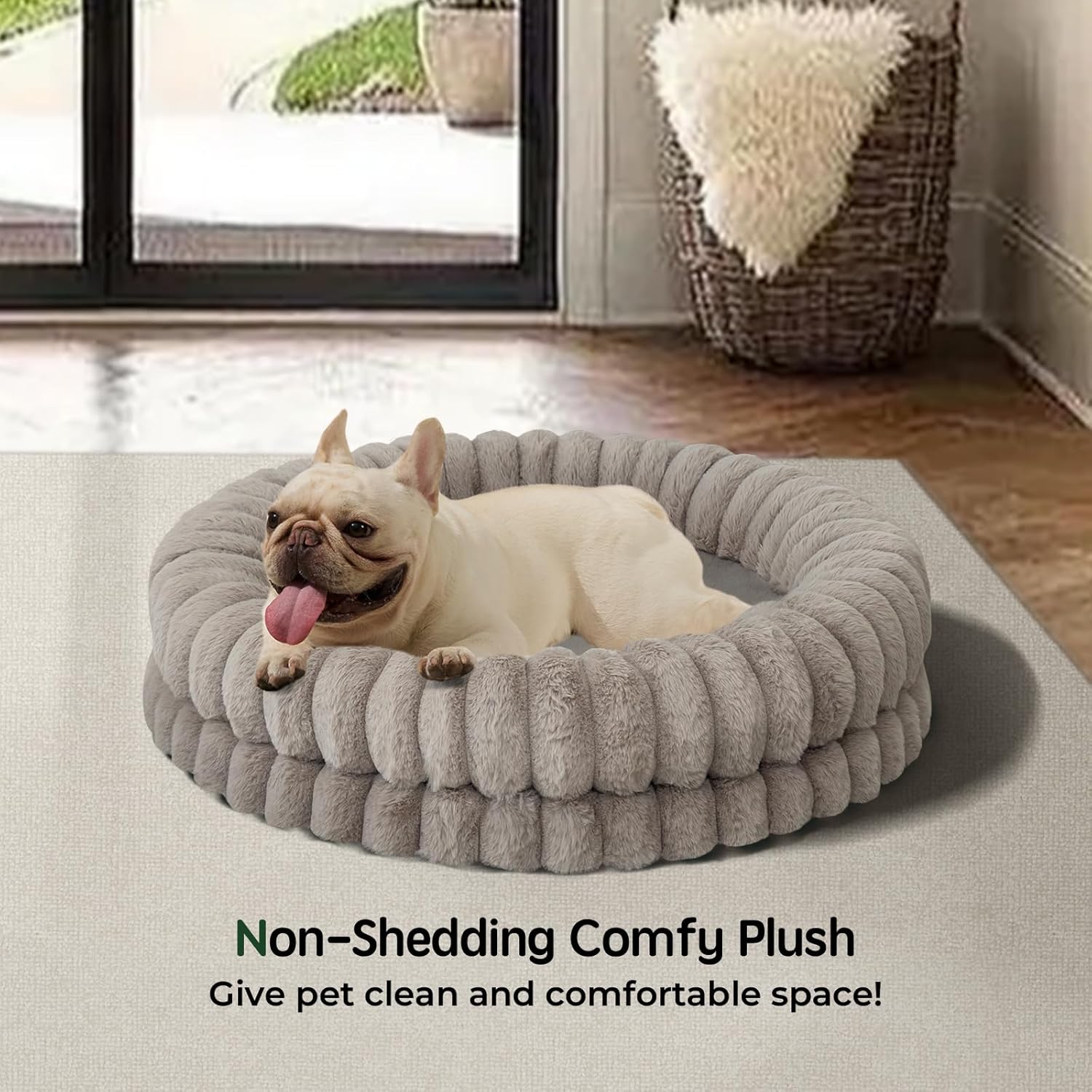 BALANCE Luxury Donut Dog Bed, 30 Inches Round Dog Bed Medium Size Dogs Washable, Orthopedic Calming Dogs Bed for Pets with Anti-Slip Bottom, Oatmeal - Pet Explorer