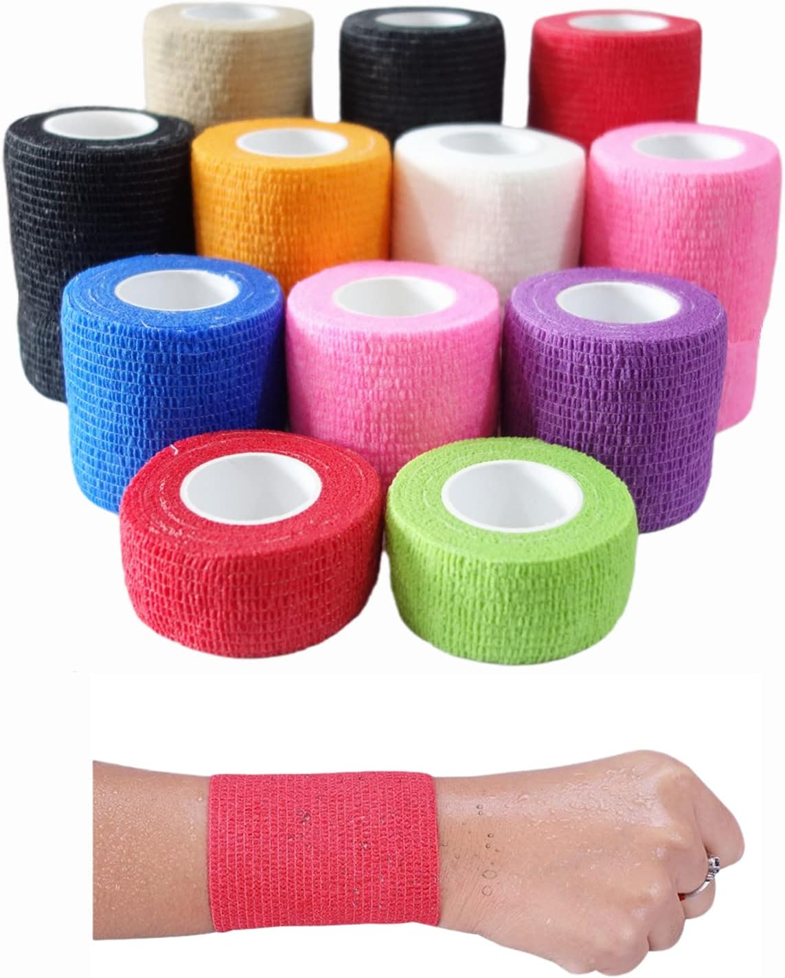 6 Pack 3" x 5 Yards Self Adhesive Bandage Wrap Breathable Cohesive Vet Wrap for Pets, Elastic Self-Adherent Tape for Sports, Wrist, Ankle (Black) - Pet Explorer