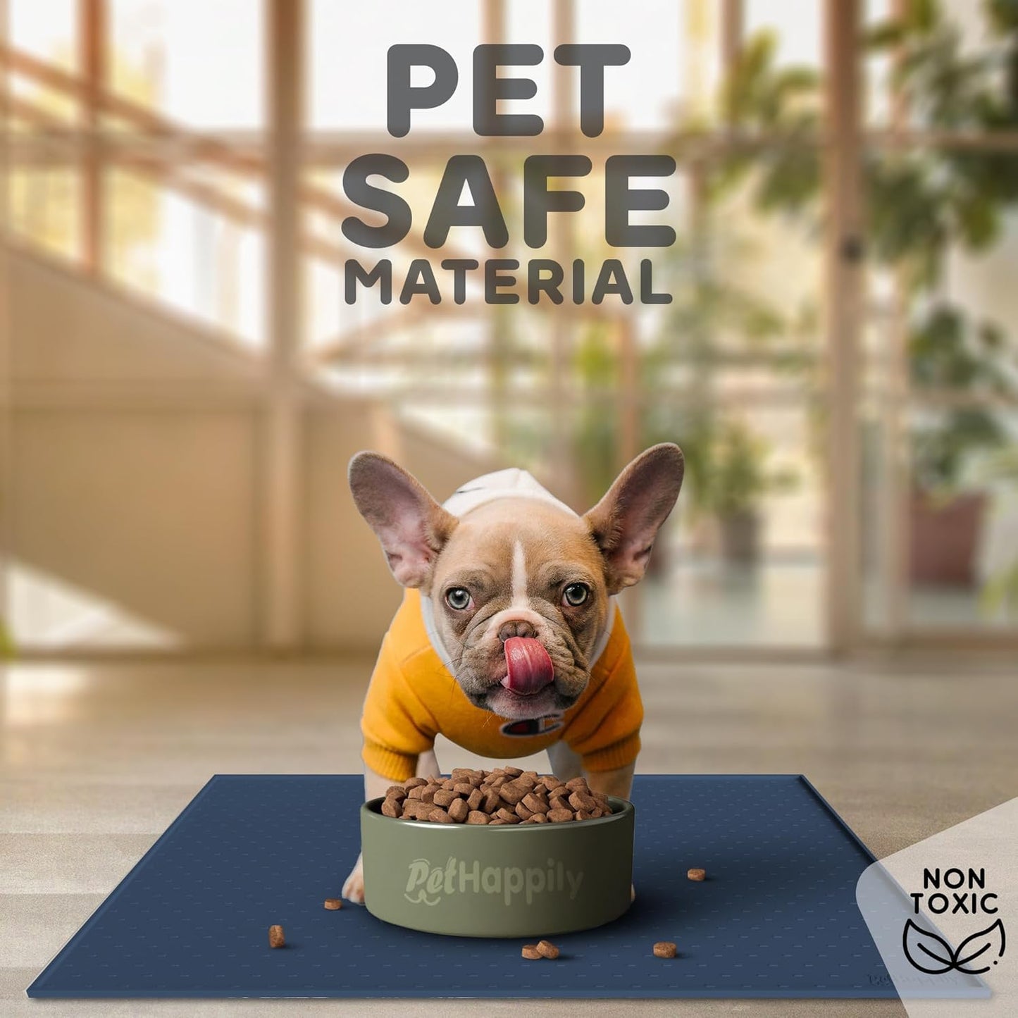 Dog Food Mat - 28x18 Raised Edges Dogs Mat for Food and Water Prevent Spill, Waterproof Cat Food Mats Protect Floors, Easy Clean Dog Bowl Mats for Food and Water, Silicone Pet Feeding Placemats