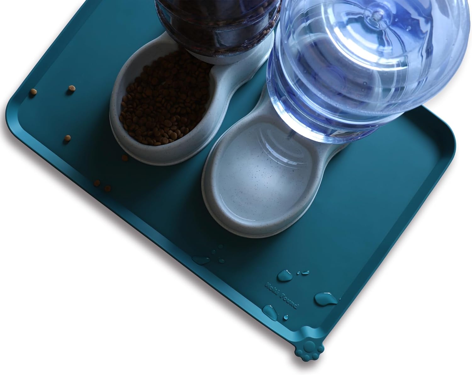 Hoki Found Large Silicone Pet Food Mats Tray - Non Slip Pet Dog Cat Bowl Mats Placemat - Dog Pet Cat Feeding Mat - Waterproof Dog Cat Food Mats -Pet Water Mats for Carpet - Sicilian Ocean - Pet Explorer