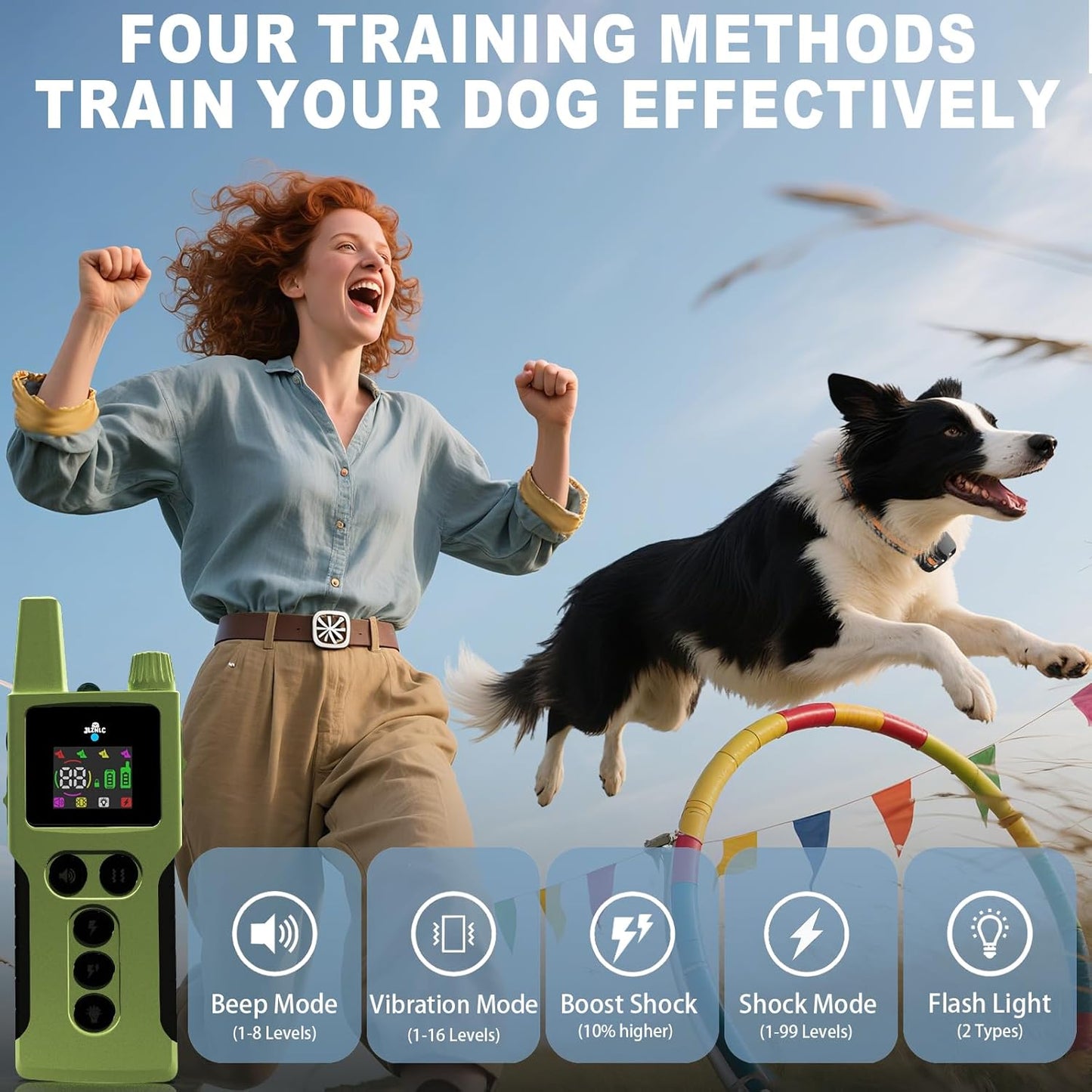 Dog Training Collar with Remote 4200FT - Shock Collar for Barking Control, 4 Modes(Beep/Vibe/Static), IPX7 Waterproof for Swimming, 30-Day Rechargeable Battery, Adjustable for Small to XL Dogs - Pet Explorer