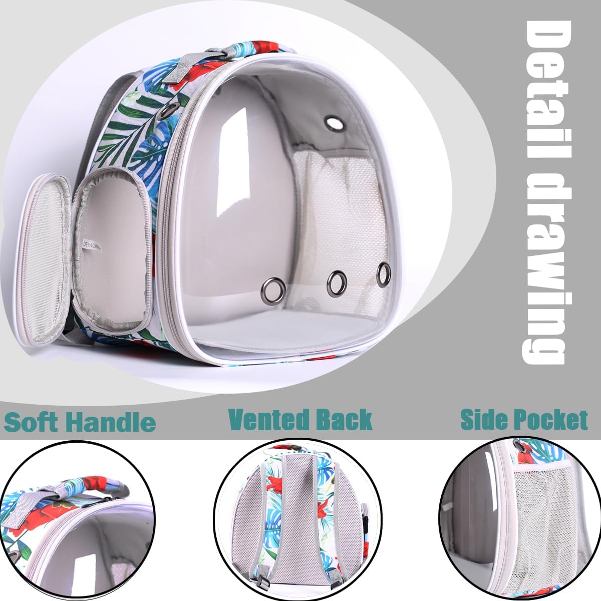 Hamster Backpack Carrier,Bearded Dragon Carrier Backpack for Kids with Clear Bubble Window,Small Animal Travel Backpack for Guinea pig Hedgehog Rat,Sugar Glider Airline Approved (Multicolor, Backpack) - Pet Explorer