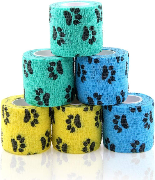 AUPCON Vet Wrap Cohesive Bandages Bulk Self Adhesive Bandage Wrap Self Adherent Wrap Non-Woven for Dogs Pet Animals & Ankle Sprains & Swelling 2 Inch x 5 Yards (2 Inch Claw) - Pet Explorer