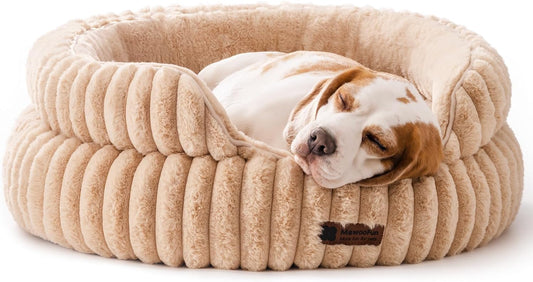 MEWOOFUN Dog Bed for Medium Dogs, Washable Large Cat Beds for Indoor Cats, Donut Pet Bed for Dogs and Cats with Anti-Slip Bottom (Camel, 27"x27"x10") - Pet Explorer