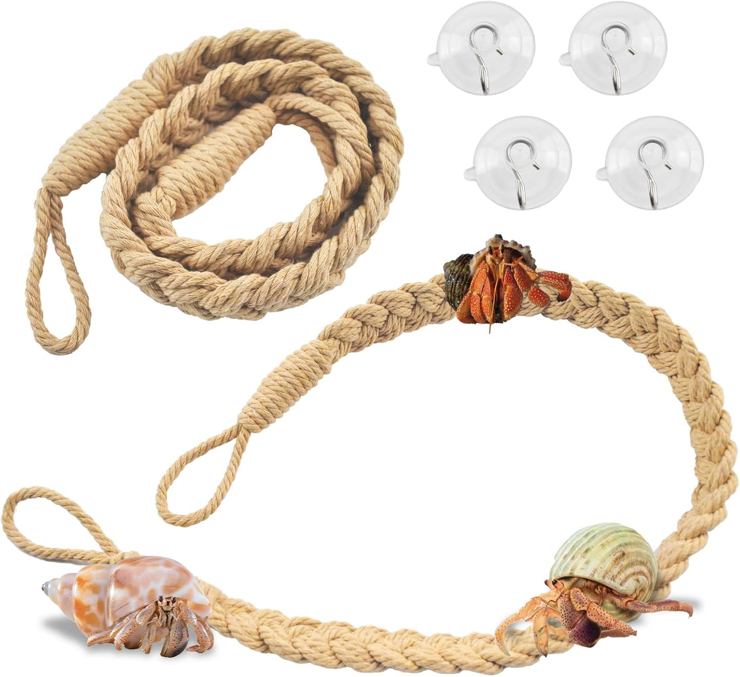 2PCS Hermit Crab Climbing Toys,Hermit Crab Rope Ladder Decor Reptile Hanging Vines Toys Hermit Crab Supplies Reptiles Habitat Tank Terrarium Accessories for Lizard Leopard Gecko Tree Frog(Flaxen) - Pet Explorer