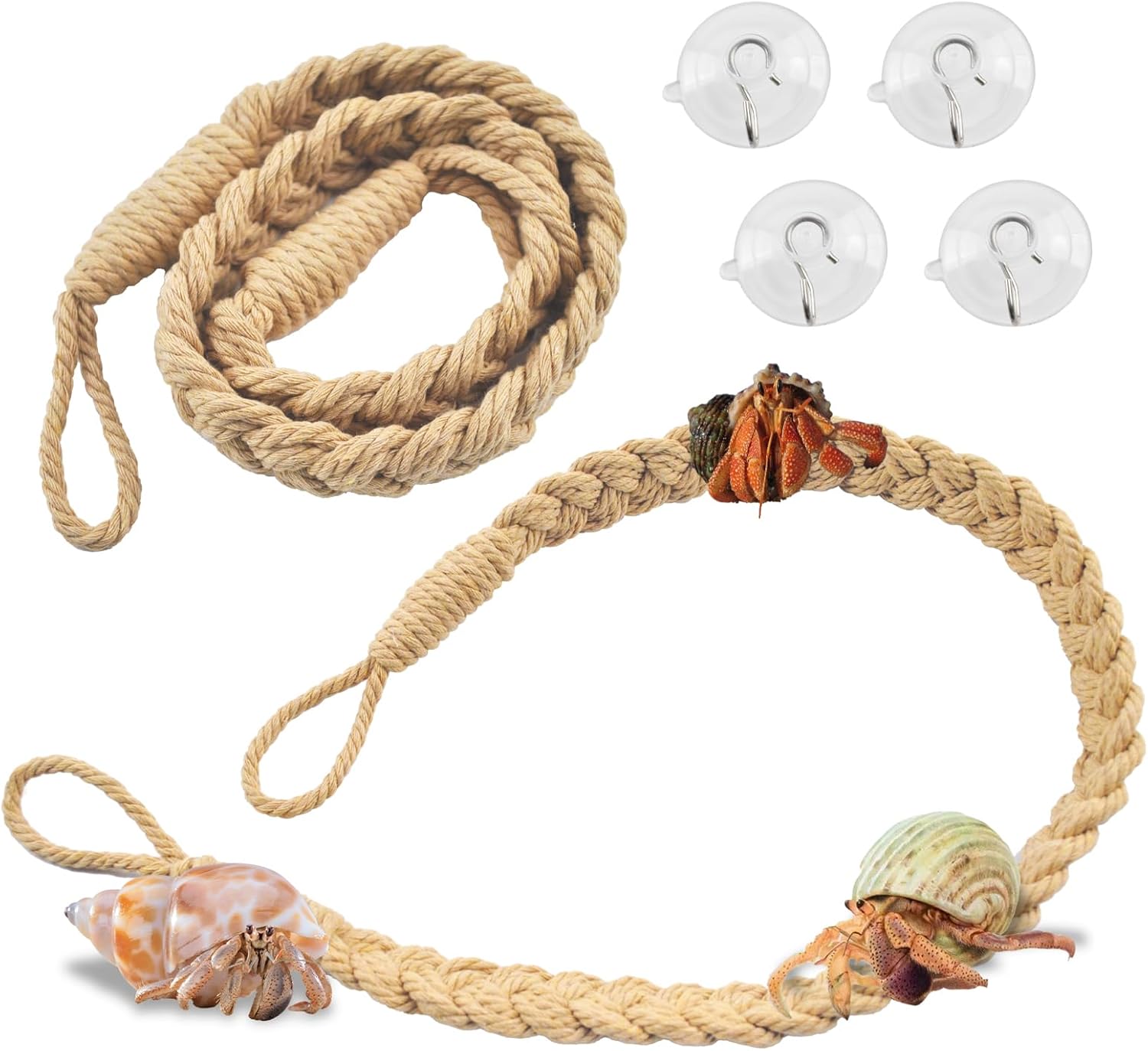 2PCS Hermit Crab Climbing Toys,Hermit Crab Rope Ladder Decor Reptile Hanging Vines Toys Hermit Crab Supplies Reptiles Habitat Tank Terrarium Accessories for Lizard Leopard Gecko Tree Frog(Flaxen) - Pet Explorer