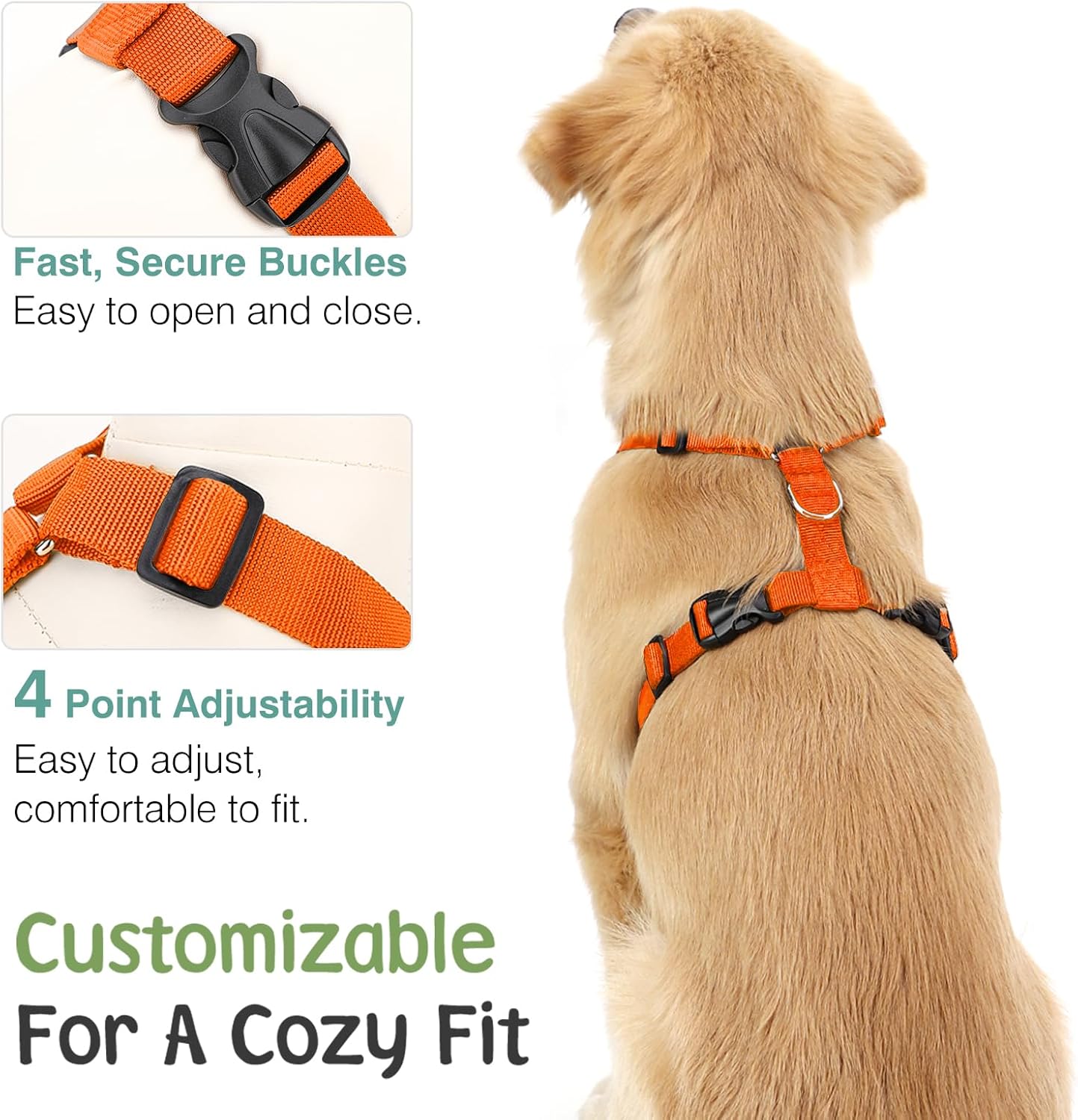 Dog Seat Belt, Safety Vest Dog Car Harness with Adjustable Buckle Dog Seat Belt for Vehicle Nylon Pet Safety Seat Belts Heavy Duty(M, Orange) - Pet Explorer