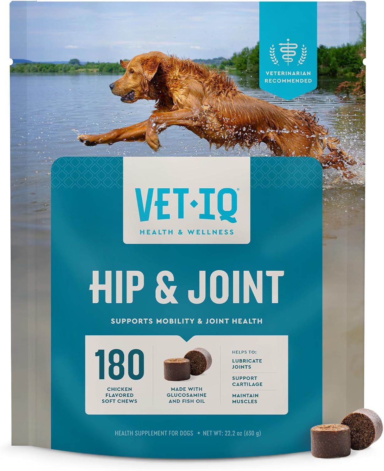 VetIQ Glucosamine Hip & Joint Supplement for Dogs, 180 Soft Chews, Dog Joint Support Supplement with MSM and Krill, Dog Health Supplies Large & Small Breed, Chicken Flavored Chewables - Pet Explorer