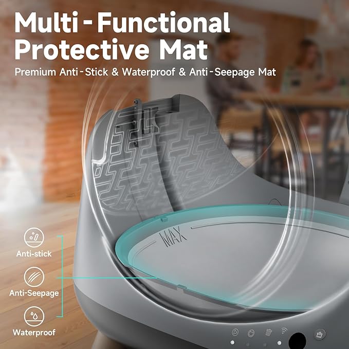 Self Cleaning Litter Box for Multiple Cats, G1 Automatic Litter Box with Smart APP Control & Health Monitoring, Includes 2 Roll Trash Bags and Litter Mat (Grey)
