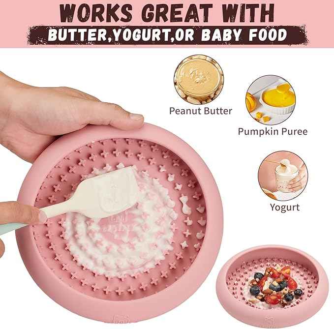 Dog Lick Bowl, Bestalk Anxiety Relief Slow Feeder Dog Lick Mat Treat Dispenser, Non-Slip Licking Bowl Enrichment Toys, BPA Free Silicone, Dishwasher Safe