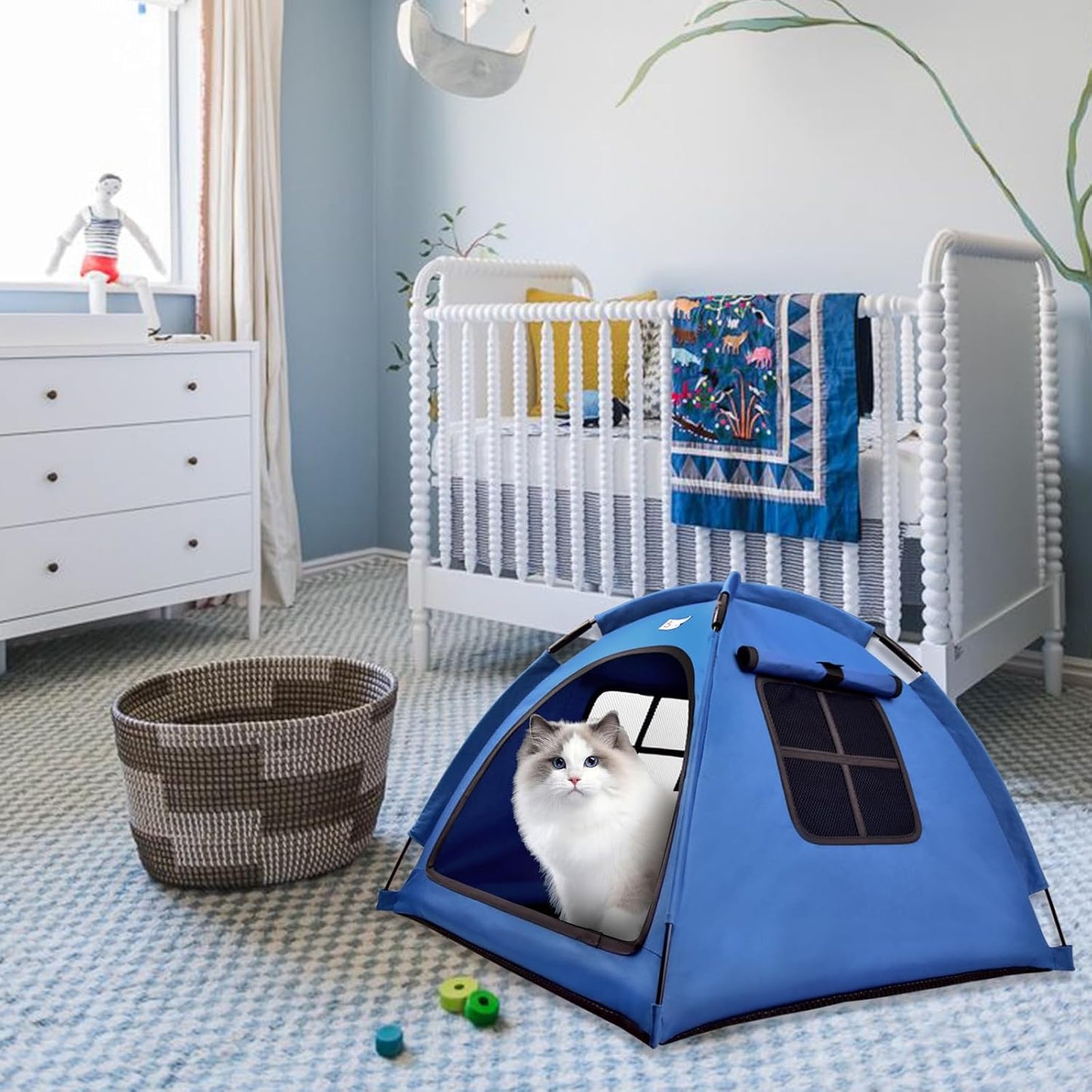 Navy Blue Small Cat & Dog Outdoor House Tent - Waterproof, Washable & Multipurpose - Ideal for Cats, Dogs & Bunnies - Pet Explorer