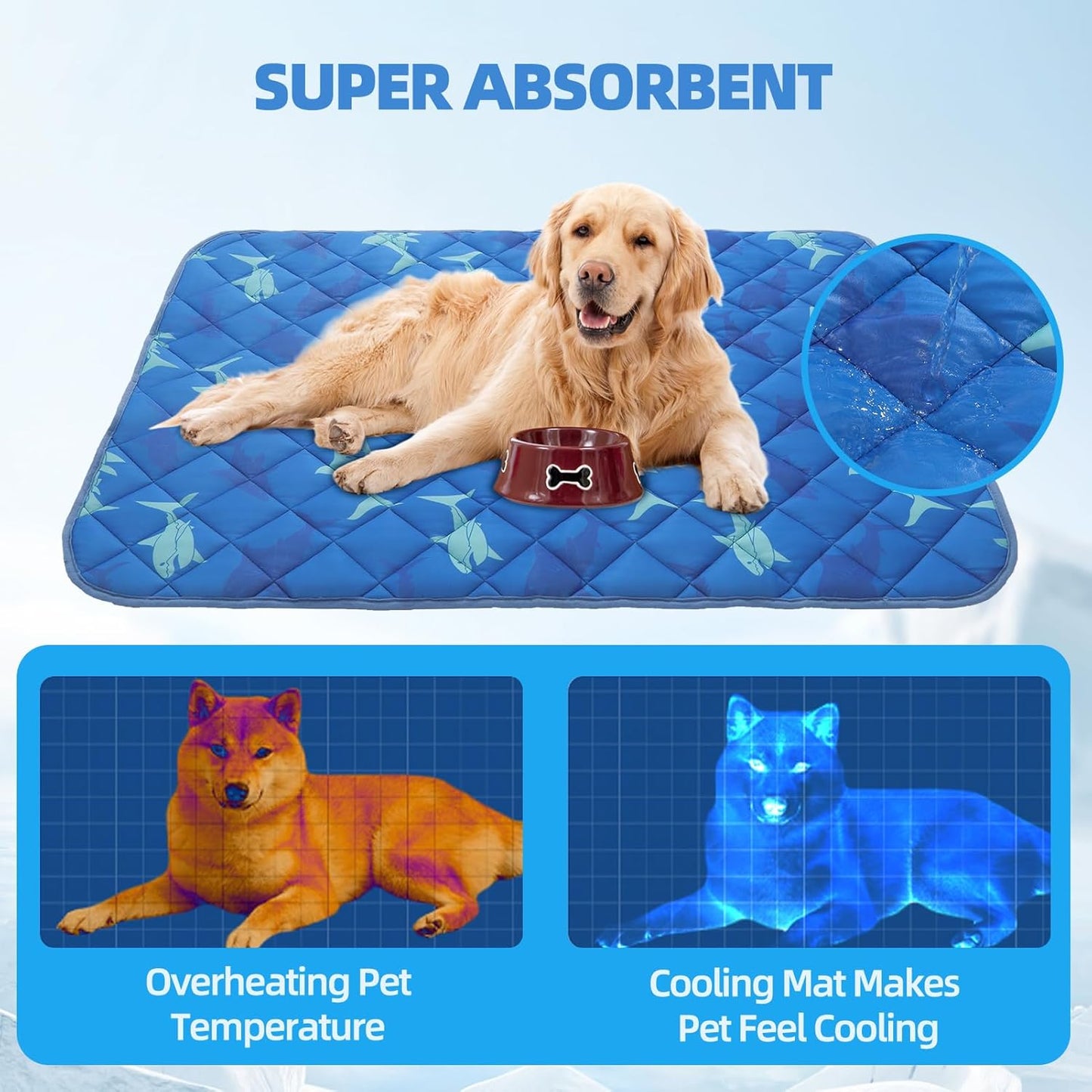 Homimp Dog Cooling Mat,19.5" x 27.5" Thicken Self-Cooling Mat for Dog&Cat,Internal Waterproof& Endothermic,Washable Pet Ice Cool Pad Blanket,Pet Sleeping Pad for Indoor Outdoor in Summer, Non-Toxic - Pet Explorer