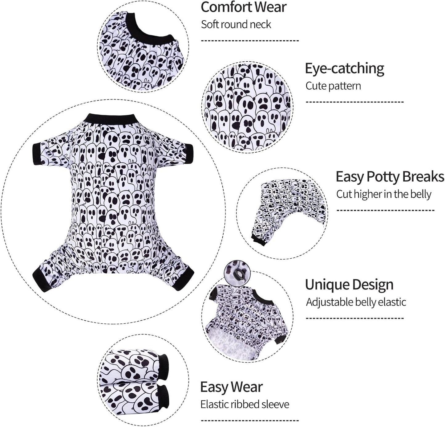 CuteBone Small Dogs Outfit Soft Puppy Onesies Pjs Halloween Dog Pajamas Pet Coat Cat Apparel Comfy Doggie Jumpsuit Bodysuit for All Seasons P300M