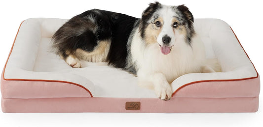 Bedsure XL Orthopedic Dog Bed for Extra Large Dogs - Washable XLarge Dog Cat Bed Waterproof, Comfort Dogs Couch Sofa with Washable Removable Cover, Pet Bed with Nonskid Bottom, Pink, 42" - Pet Explorer