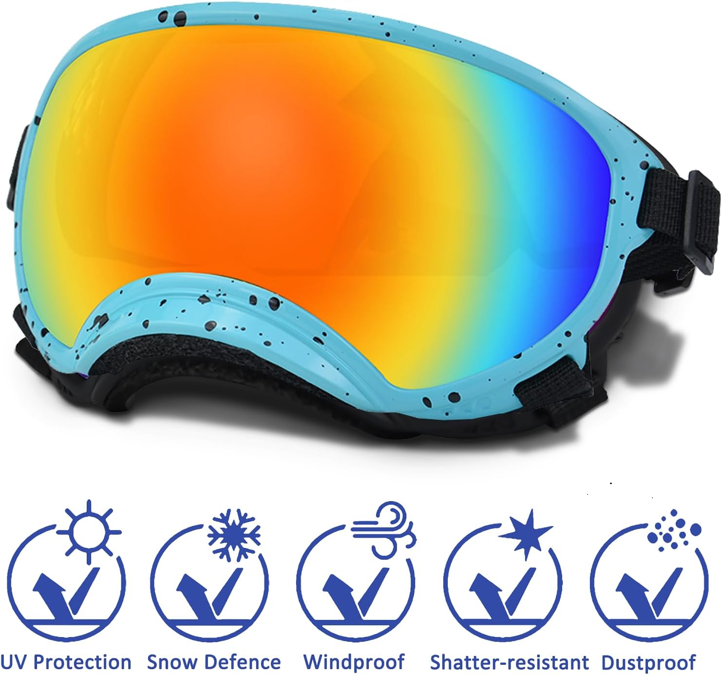 Large Dog Sunglasses with Adjustable Strap UV Protection, Winproof Dog Puppy Sunglasses, Suitable for Medium-Large Dog Pet Glasses, Dogs Eyes Protection，Soft Dog Goggles - Pet Explorer
