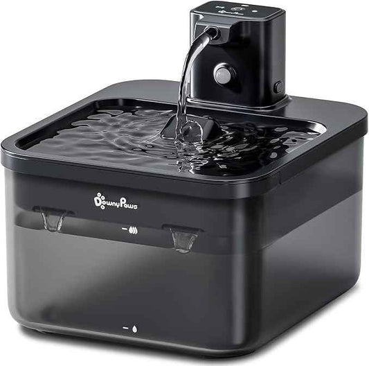DownyPaws Cat Water Fountain Cordless, 84oz/2.5L Fursink Wireless Pet Water Fountains for Cats Indoor, Battery Operated Cat Drinking Fountain with Motion Sensor, Ultra Quiet Pump, BPA-Free, Black