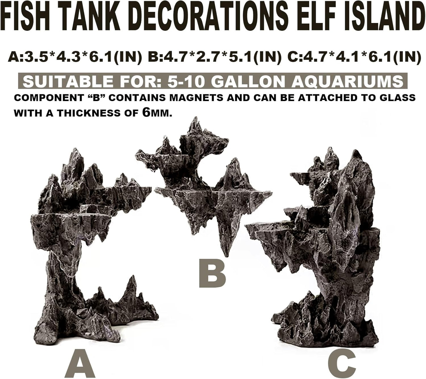 Fish Tank Decor Rocks.Aquarium Decoration Model.Easy and Quick Solution for Aquascaping.(Elf Island) - Pet Explorer