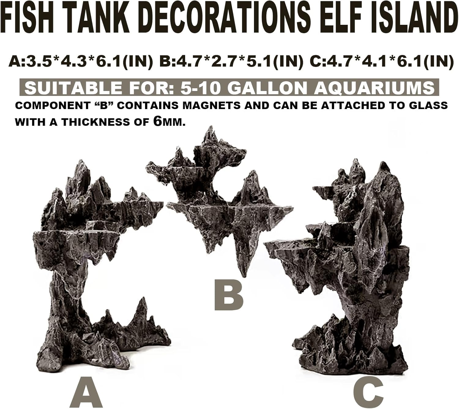 Fish Tank Decor Rocks.Aquarium Decoration Model.Easy and Quick Solution for Aquascaping.(Elf Island) - Pet Explorer