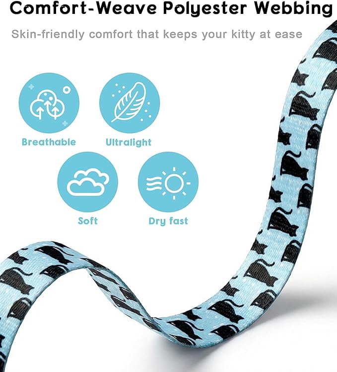 Halypet 2-Pack Cat Harness and Leash Set, Escape Proof 3-in-1 Adjustable Harness for Cats, Soft Lightweight, Easy On & Control for Walking, Travel & Outdoor Use, Small (Navy & Blue)