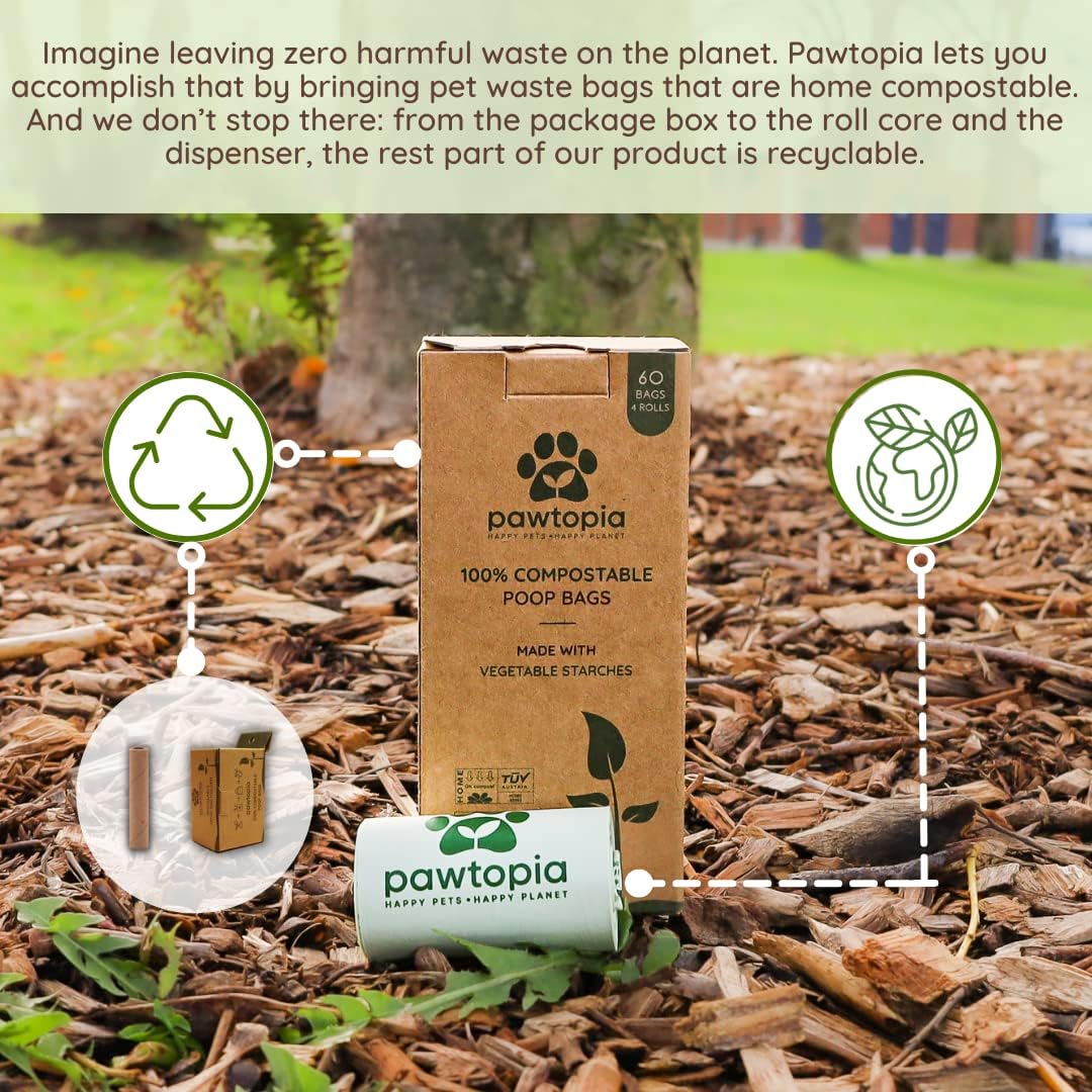 Biodegradable Dog Poop Bags, 60 Count, Certified Home Compostable, Leak-Proof, Easy Open, Standard Size, Supports Sustainable Living - Pet Explorer