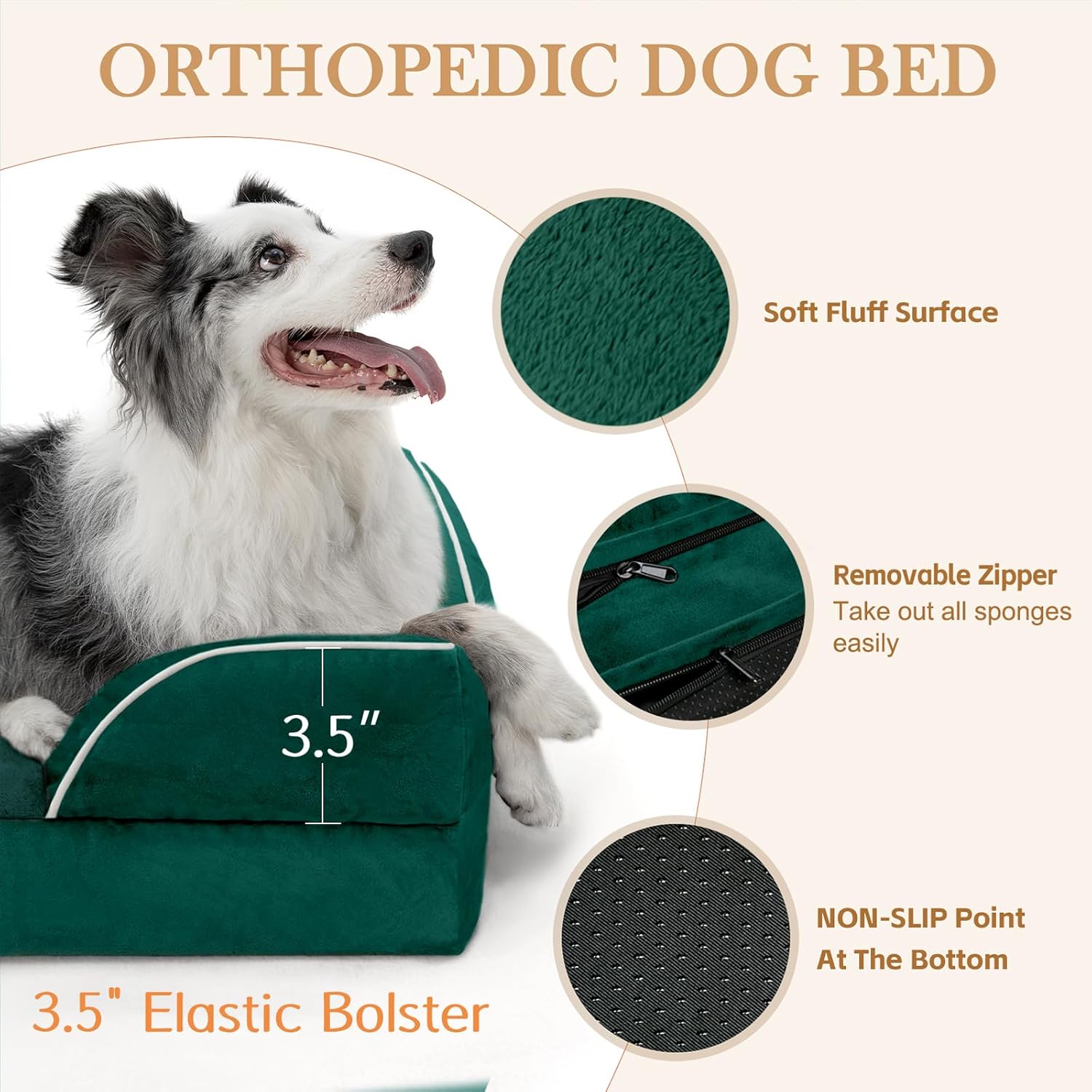 Comfort Expression Small Dog Beds Waterproof Orthopedic Foam Dog Sofa Beds for Small Dogs Comfy Pet Bed with Washable Removable Cover & Non-Slip Bottom(X-Small,Emerald) - Pet Explorer