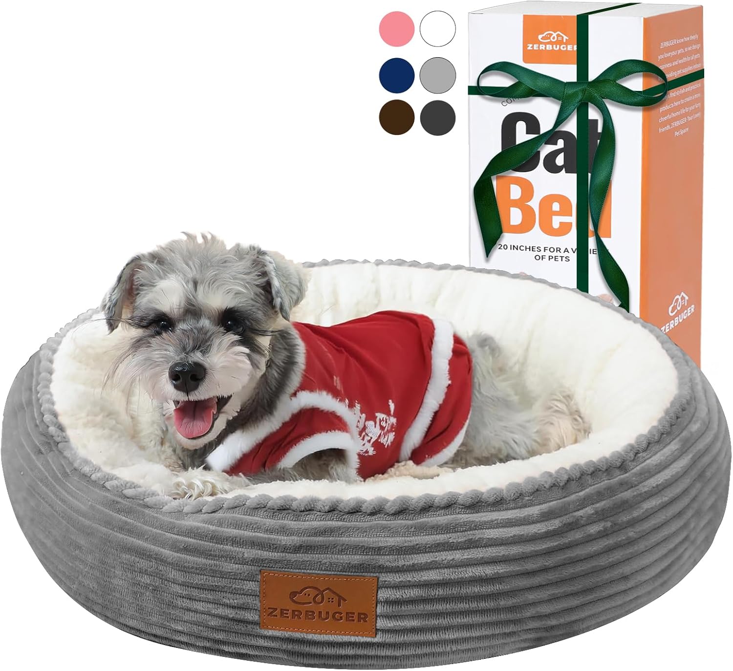 23in Round Cat Dog Bed for Large Medium Small Dogs Cats, Machine Washable Sleeping Sofa, Non-Slip Bottom Breathable Soft Calming Pet Cuddler for Indoor/Outdoor/Car/Cage, Light Grey - Pet Explorer