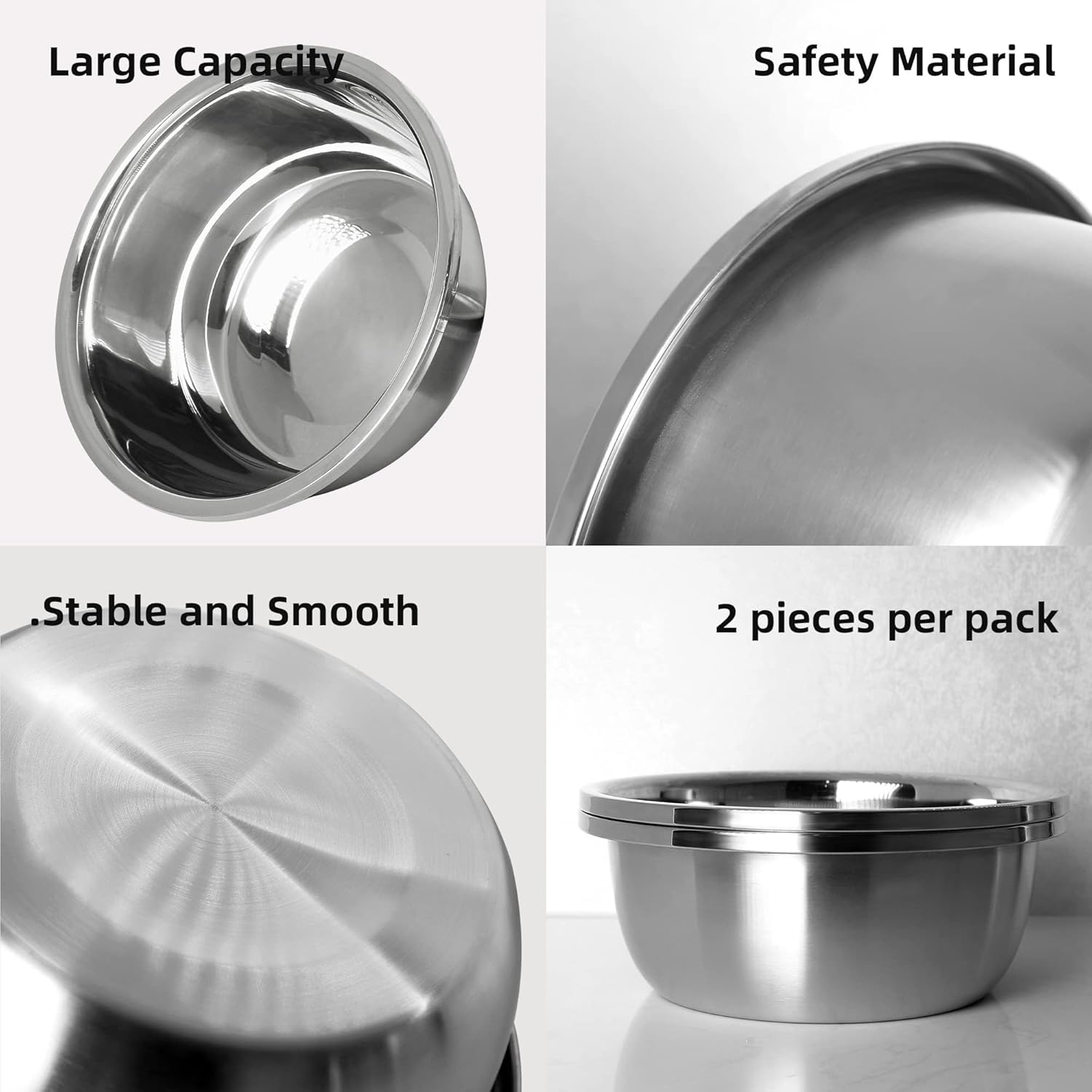 Stainless Steel Large Dog Food Bowl, 46 oz (7cup) Large Capacity Dog Water Bowl, Heavy Duty, BPA-Free for Medium and Small Dogs (2 pcs) - Pet Explorer